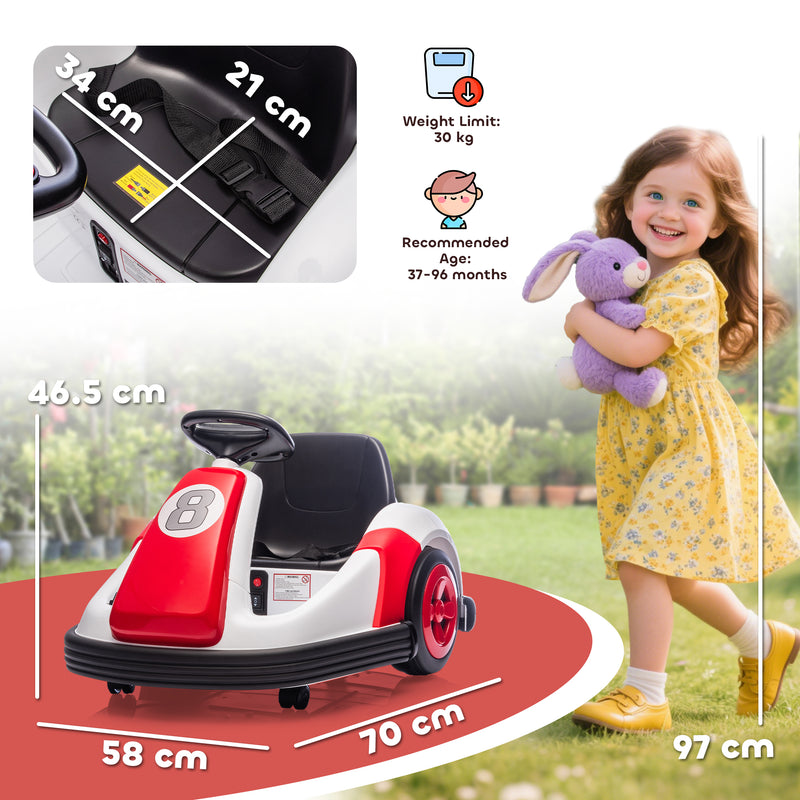 AIYAPLAY Kids Bumper Car with 360-Degree Rotation Spin, Safety Belt