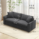 HOMCOM 212 Cm Upholstered Jumbo Cord Sofa Couch With Spring Cushion