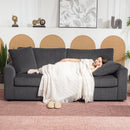 HOMCOM 212 Cm Upholstered Jumbo Cord Sofa Couch With Spring Cushion