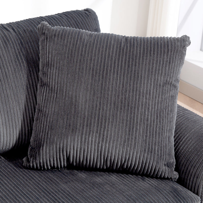 HOMCOM 212 Cm Upholstered Jumbo Cord Sofa Couch With Spring Cushion