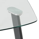 ABBEY SMALL DINING SET (X4 CHAIRS) - CLEAR GLASS/GREY/GREY PU