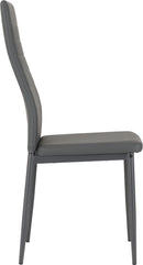 ABBEY SMALL DINING SET (X4 CHAIRS) - CLEAR GLASS/GREY/GREY PU