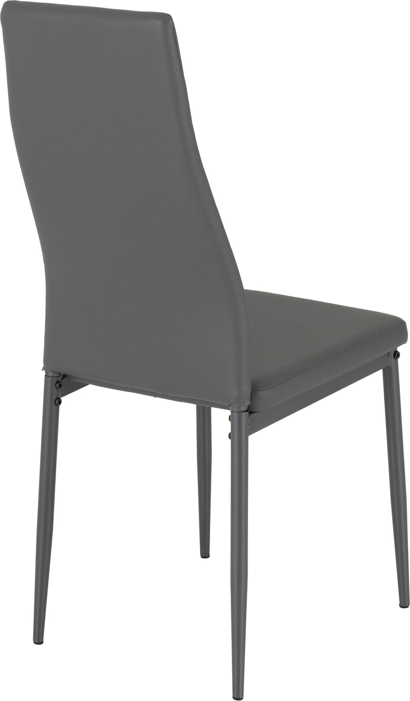 ABBEY SMALL DINING SET (X4 CHAIRS) - CLEAR GLASS/GREY/GREY PU