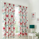 D & D Abstract Poppy Pencil Pleat Curtains in Red
