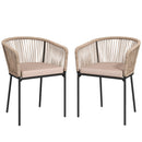 Outsunny Garden Chairs Set Of 2, Rattan Dining Chairs With Cushions, Natural