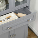 HOMCOM Kitchen Cupboard Storage Cabinet Adjustable Shelves, Glass Door, Grey