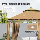 Outsunny 3 x 3 m Double Roof Outdoor Gazebo with Curtains, Dark Grey