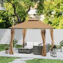 Outsunny 3 x 3 m Double Roof Outdoor Gazebo with Curtains, Dark Grey