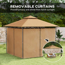 Outsunny 3 x 3 m Double Roof Outdoor Gazebo with Curtains, Dark Grey