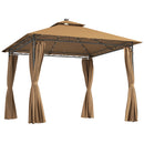 Outsunny 3 x 3 m Double Roof Outdoor Gazebo with Curtains, Dark Grey