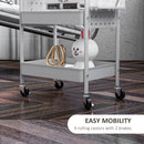 HOMCOM Rolling Utility Cart With 3 Mesh Basket, 2 Boxes, 6 Hooks For Kitchen/Bathroom