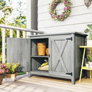 Outsunny Wooden Garden Shed Tool Cabinet 110 x 60 x 88.5 cm, Light Grey