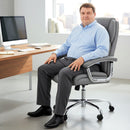 HOMCOM Office Chair 180kg, High Back Desk Chair with Spring Cushion, Grey