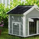 PawHut Wooden Dog House with Openable Roof, Removable Floor, Light Grey