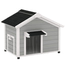 PawHut Wooden Dog House with Openable Roof, Removable Floor, Light Grey