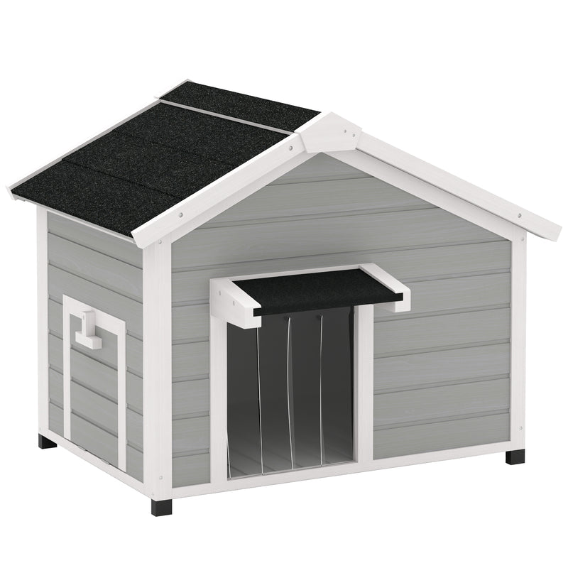 PawHut Wooden Dog House with Openable Roof, Removable Floor, Light Grey