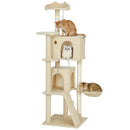 PawHut Cat Tree Tower With Sisal Scratching Posts, Condos, Beige