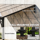 Outsunny 4 x 3 m Metal Lean-to Hardtop Gazebo, Wall-Mounted Pergola