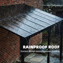 Outsunny 4 x 3 m Metal Lean-to Hardtop Gazebo, Wall-Mounted Pergola