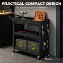 HOMCOM Storage Trolley Wheel Cart with Lockable Wheels Black