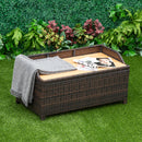 Outsunny PE Rattan Bench Patio Wicker Storage Basket Seat Furniture, 102Lx51Wx51H cm-Mixed Brown