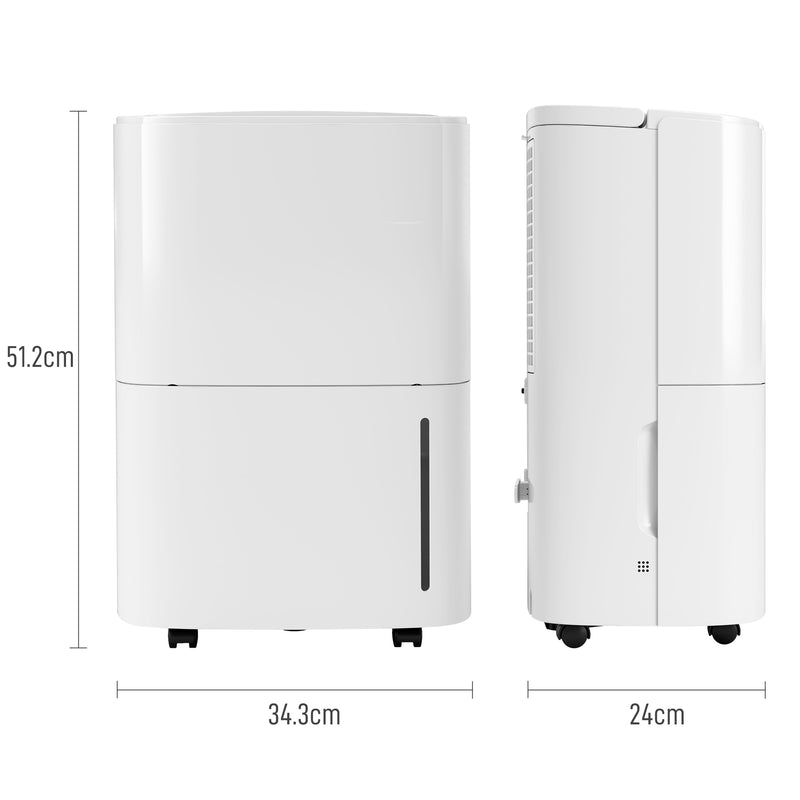 HOMCOM 20L/Day Dehumidifier with Continuous Drainage, 5L Water Tank, Timer