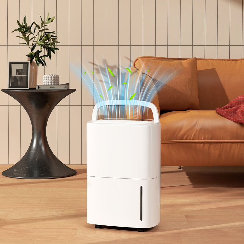 HOMCOM 20L/Day Dehumidifier with Continuous Drainage, 5L Water Tank, Timer