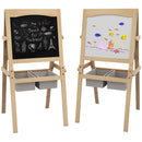 AIYAPLAY 3 In 1 Kids Easel With Paper Roll, Storage Baskets - Natural