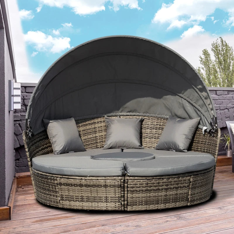 Outsunny Garden Daybed with Table - Grey