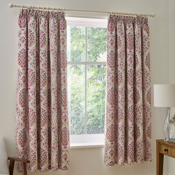 D & D Ashmead Pencil Pleat Curtains In Berry 66*72in