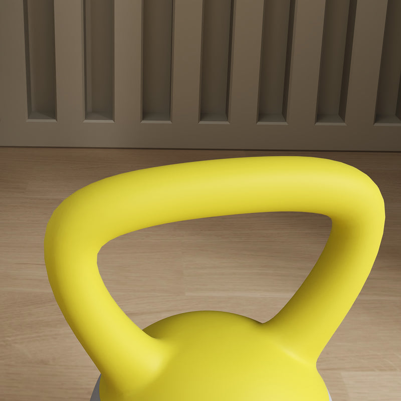 SPORTNOW Kettlebell w/ Soft Body and Non-Slip Handle, Yellow and Grey