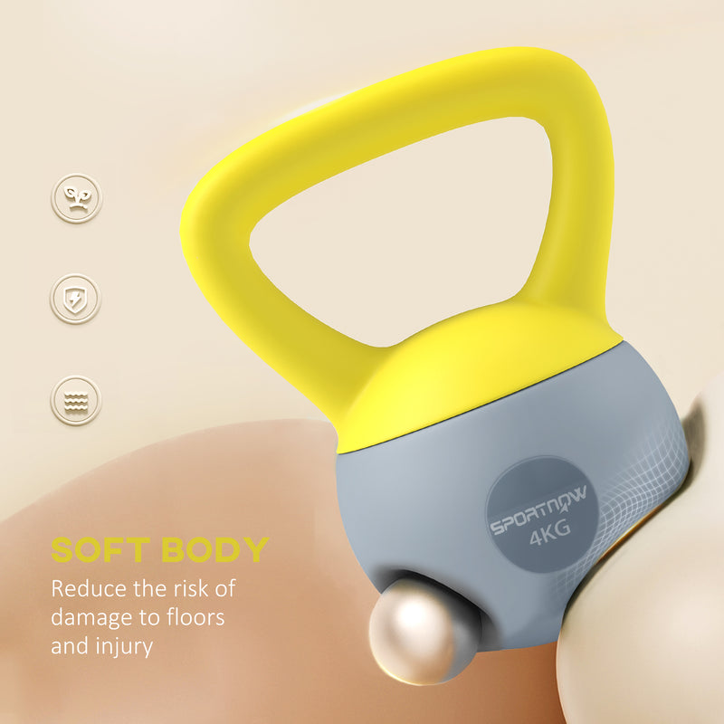 SPORTNOW Kettlebell w/ Soft Body and Non-Slip Handle, Yellow and Grey