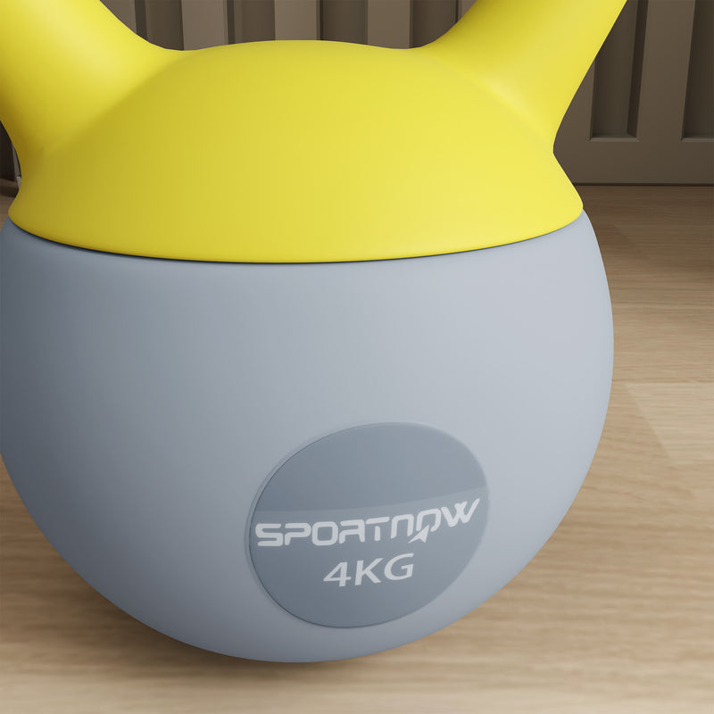 SPORTNOW Kettlebell w/ Soft Body and Non-Slip Handle, Yellow and Grey