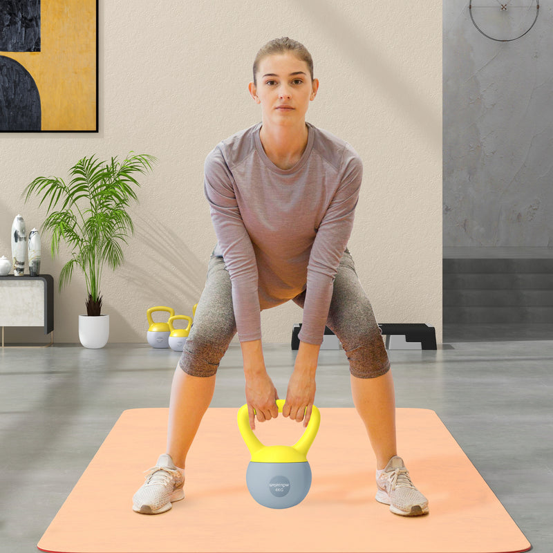 SPORTNOW Kettlebell w/ Soft Body and Non-Slip Handle, Yellow and Grey