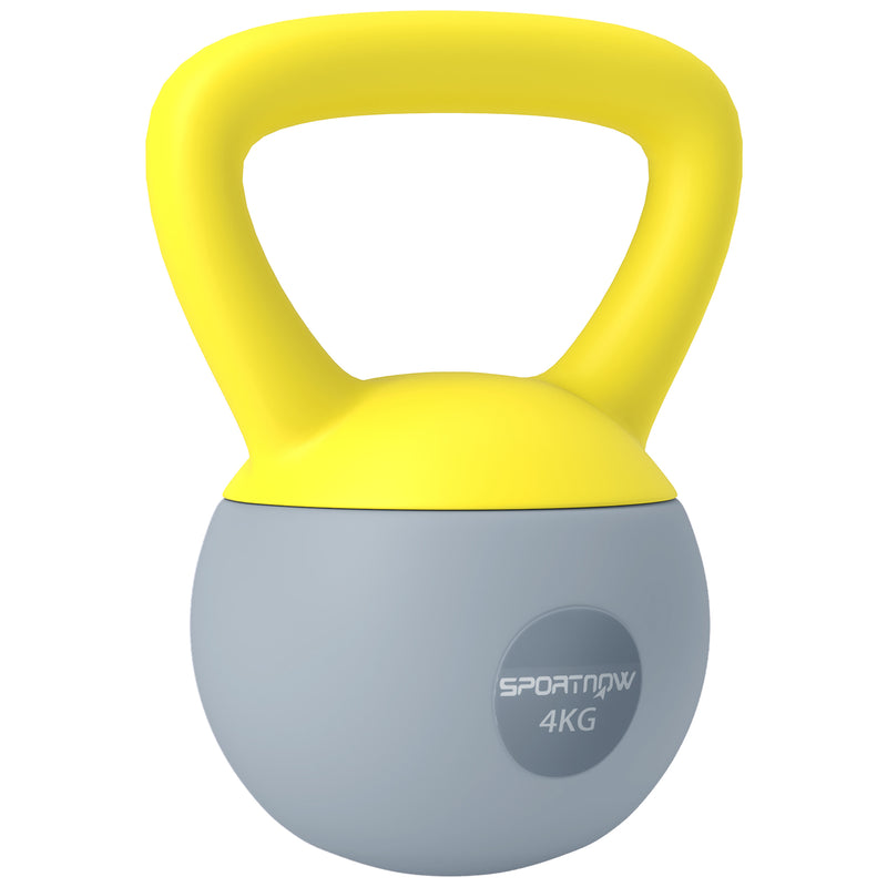 SPORTNOW Kettlebell w/ Soft Body and Non-Slip Handle, Yellow and Grey