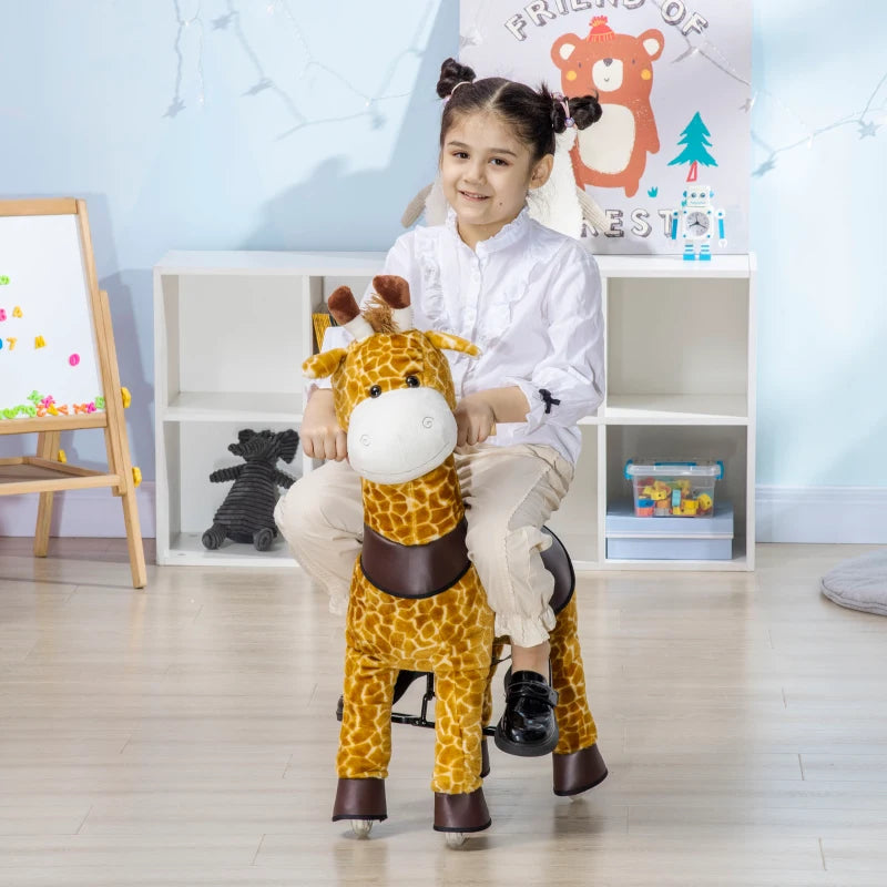 HOMCOM Children's  Giraffe-for Ages 3-6 Years - Yellow and Orange