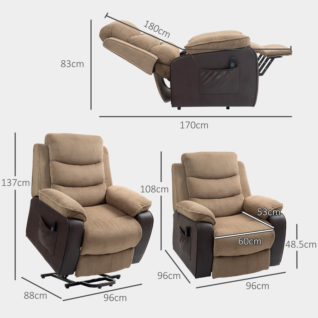 Hall Riser Home Lift HOMCOM Power Lift Riser and Recliner Chair with Remote Control