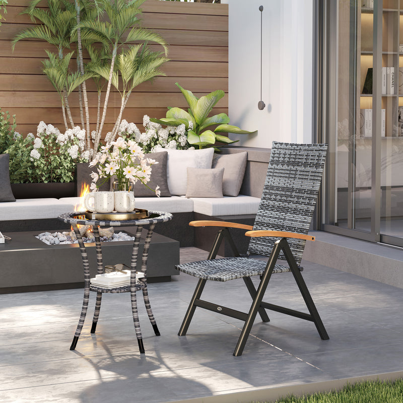 Outsunny Outdoor Folding Rattan Chair, Dining Chair