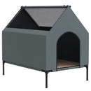 PawHut Dog House Outdoor Elevated Dog Bed with Removable Cover, Grey