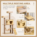 PawHut 130cm Cat Tree For Large Cats With Scratching Posts Toy Ball Yellow