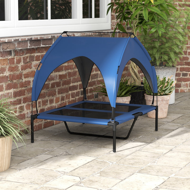 PawHut Cooling Raised Dog Bed w/ Breathable Mesh, Dark Blue
