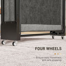 HOMCOM Single Folding Bed With Mattress Foldable Guest Bed On Wheels, Grey