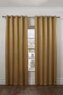 Ambiance Thermal Blackout Eyelet Curtains 3D Embossed Curtains With Reflective Reverse Weave in Ochre