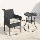Outsunny 3 Piece Rattan Bistro Set with 2 Tier Glass-Top Table, Chairs
