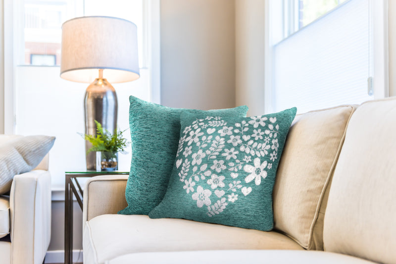 Amor Heart  - Cushion Cover in Teal