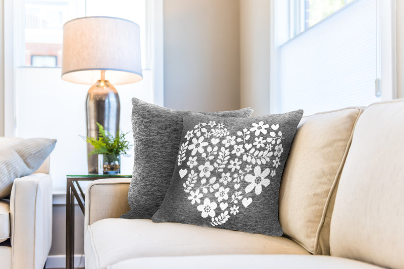 Amor Heart  - Cushion Cover in Charcoal