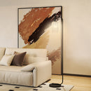 HOMCOM Modern Floor Lamp with Glass Lampshade, Foot Switch for Living Room