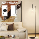 HOMCOM Modern Floor Lamp with Glass Lampshade, Foot Switch for Living Room