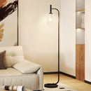 HOMCOM Modern Floor Lamp with Glass Lampshade, Foot Switch for Living Room