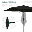 Outsunny 2 X 3(m) Garden Parasol Rectangular Market Umbrella W/ Crank - Brown/Beige/Black/Grey